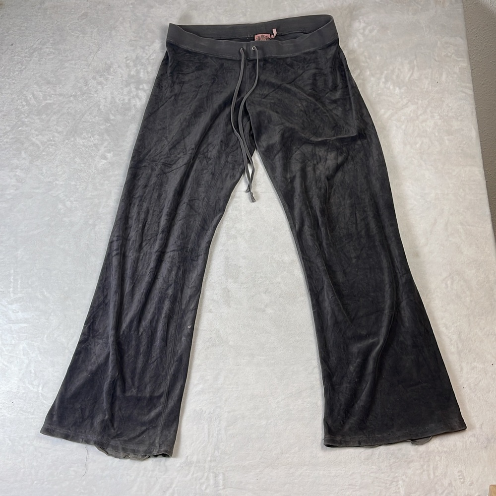 Juicy Couture Women's Velour Flare Pants Gray Size L Y2K Low Rise Lounge Track